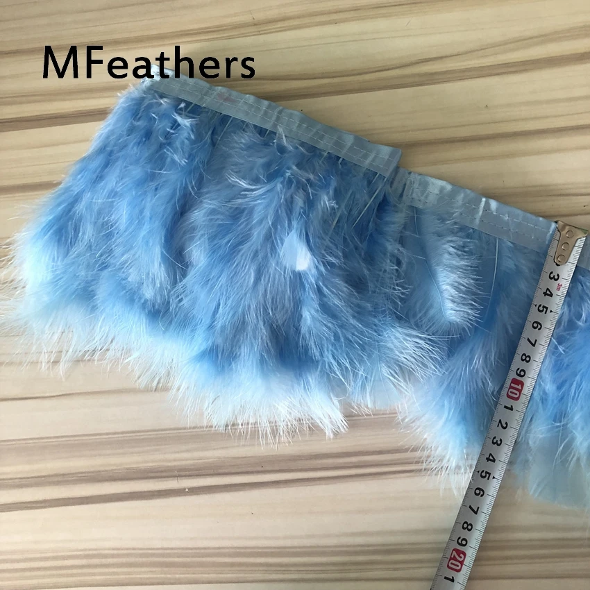 

36 Colours Available 10 Meters Blue Color Dyed high quality Turkey Marabou Feather Trim Feather Fringe lace 15-20cm 6-8inches