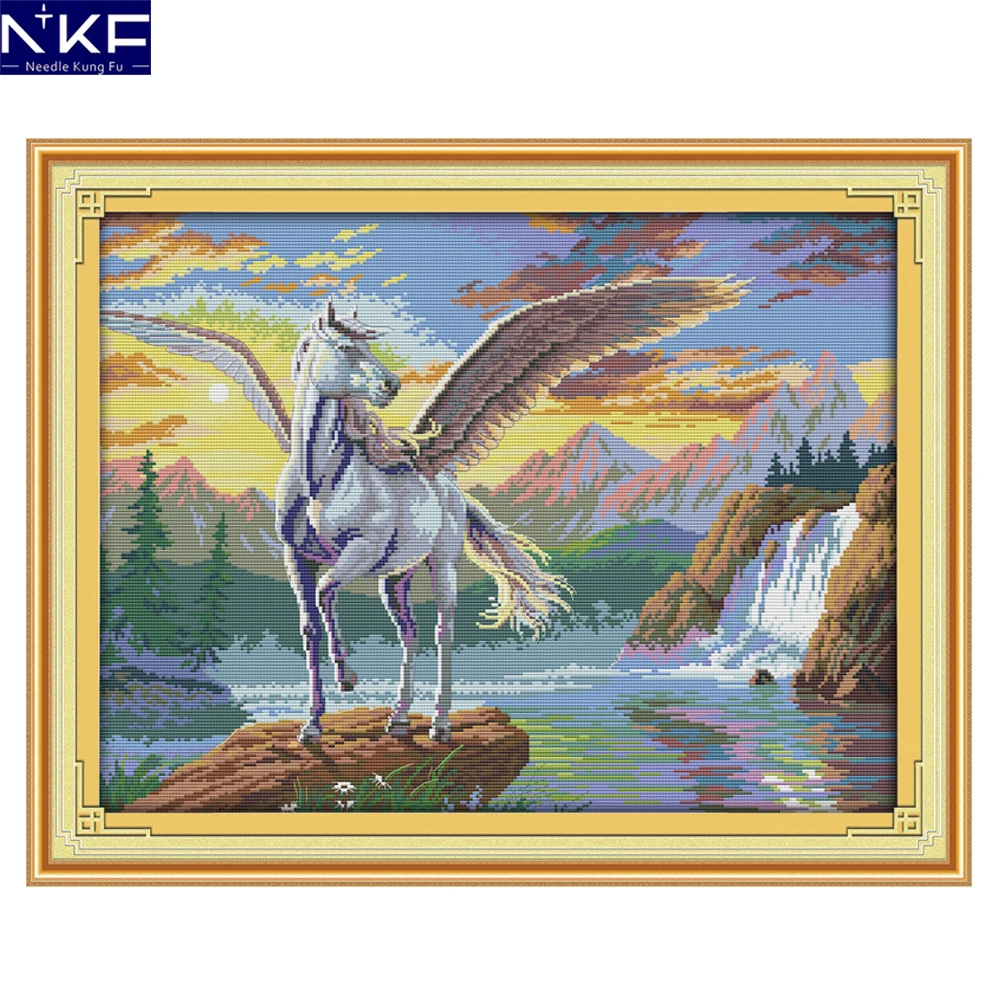 NKF Flying Horse Cross Stitch Pattern DIY Handmade Craft Cross Stitch Set Embroidery Kit Animal Design Stitching Home Decor
NKF Flying Horse Cross Stitch Pattern DIY Handmade Craft Cross Stitch Set Embroidery Kit Animal Design Stitching Home Decor