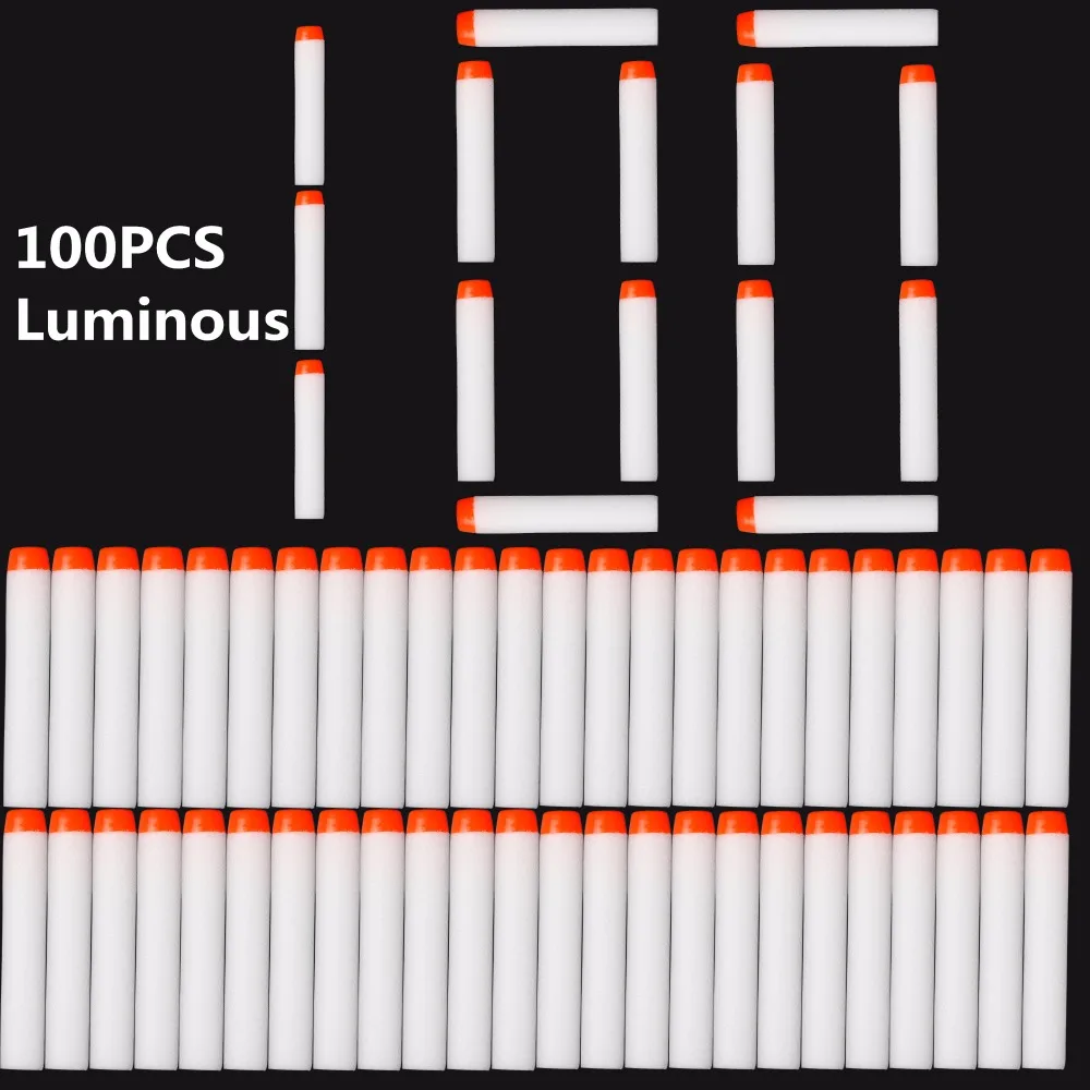 100Pcs Glow Soft Bullet for Nerf Blasters Kids Toy Gun Refill Fluorescent Darts glow in the dark white Luminous
100Pcs Glow Soft Bullet for Nerf Blasters Kids Toy Gun Refill Fluorescent Darts glow in the dark white Luminous