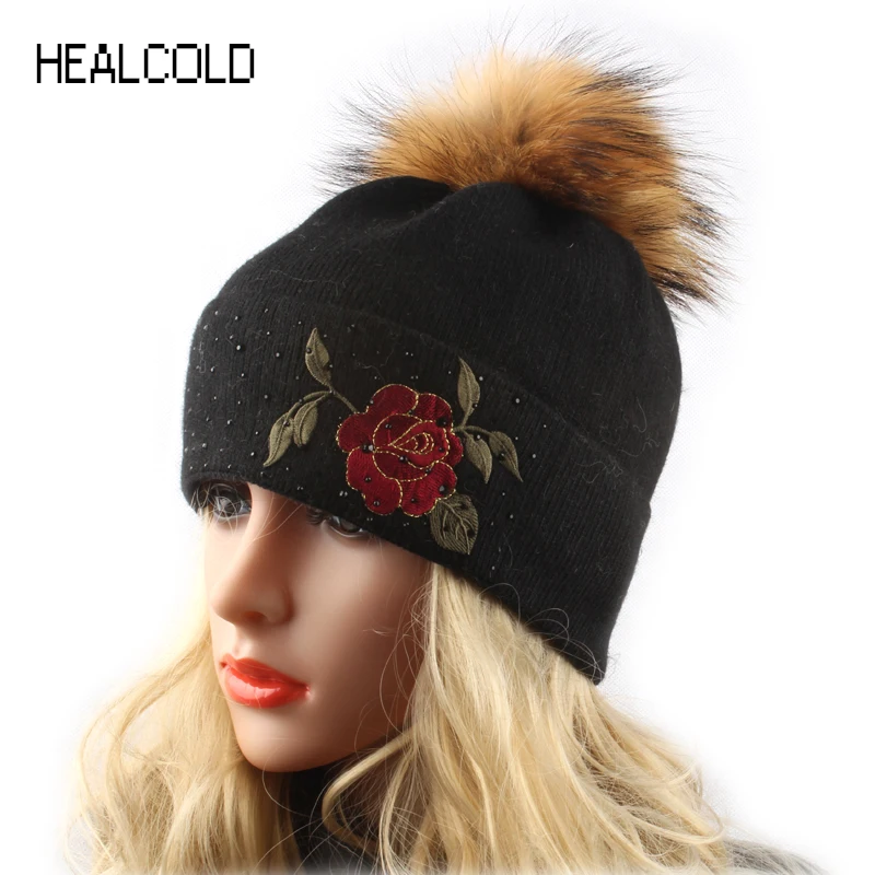 Winter Wool Knitted Beanie Hat For Women Mink Fur Pompom Hats Ladies Pompon Beanies Embroidery Rose Flower Cap
Winter Wool Knitted Beanie Hat For Women Mink Fur Pompom Hats Ladies Pompon Beanies Embroidery Rose Flower Cap