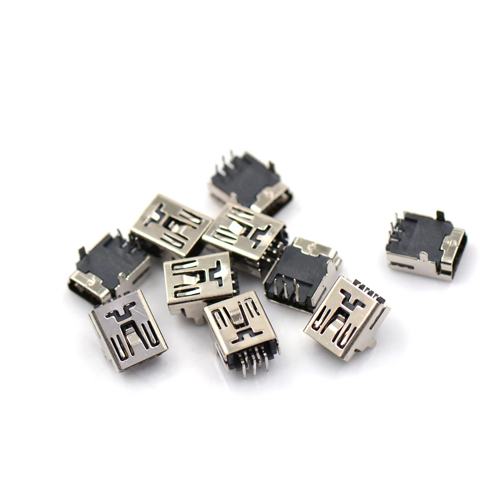 ZLinKJ 10 шт. мини USB разъем 90 градусов фронтальная 2 фута 5 контактный Micro для