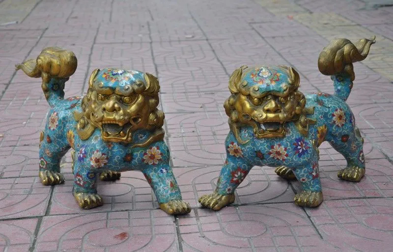 wedding decoration China Fengshui Bronze gilt Cloisonne Enamel Guardian Door Lion Beast Statue Pair 
wedding decoration China Fengshui Bronze gilt Cloisonne Enamel Guardian Door Lion Beast Statue Pair