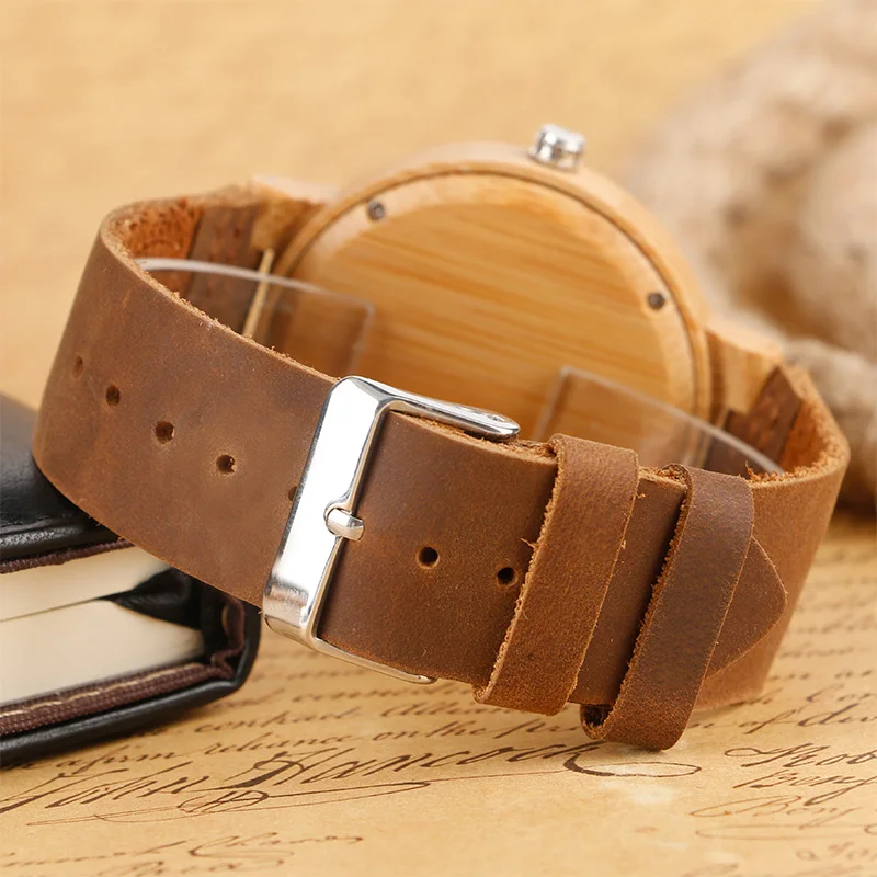 Vintage Wood Watch Natural Bamboo Wooden Wrist Watch Men's Women Analog Clock With Genuine Leather Strap Reloj de madera
Vintage Wood Watch Natural Bamboo Wooden Wrist Watch Men's Women Analog Clock With Genuine Leather Strap Reloj de madera