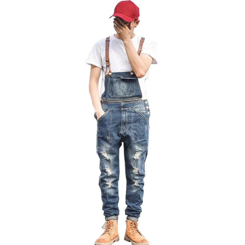 New Men's Ripped Denim Bib Overalls Fashion Distressed Jeans Jumpsuits For Man Suspender Detachable
New Men's Ripped Denim Bib Overalls Fashion Distressed Jeans Jumpsuits For Man Suspender Detachable