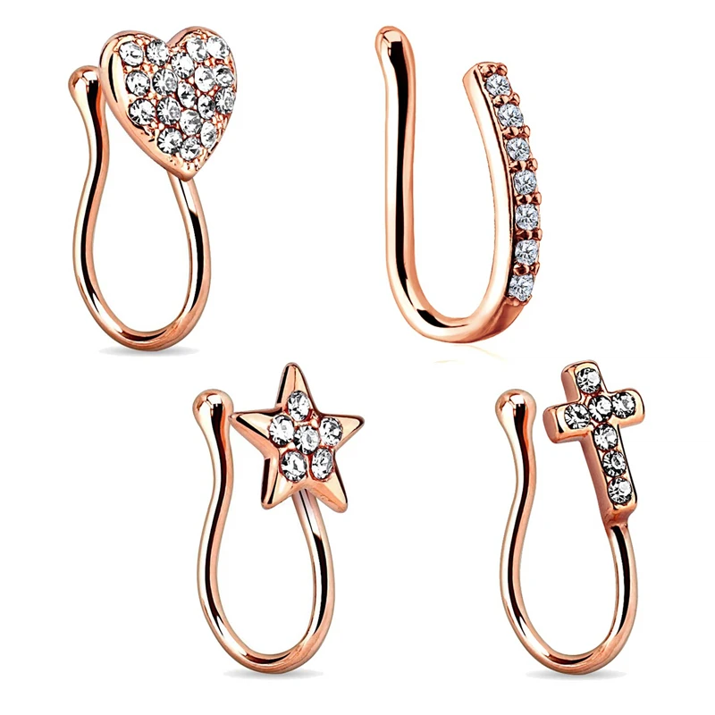 JFORYOU 4Pcs Fake Nose Rings16G Stainless Steel U Shaped Inlaid CZ Faux Piercing Jewelry Fake Nose Ring Hoop for Faux Lip Septum
JFORYOU 4Pcs Fake Nose Rings16G Stainless Steel U Shaped Inlaid CZ Faux Piercing Jewelry Fake Nose Ring Hoop for Faux Lip Septum