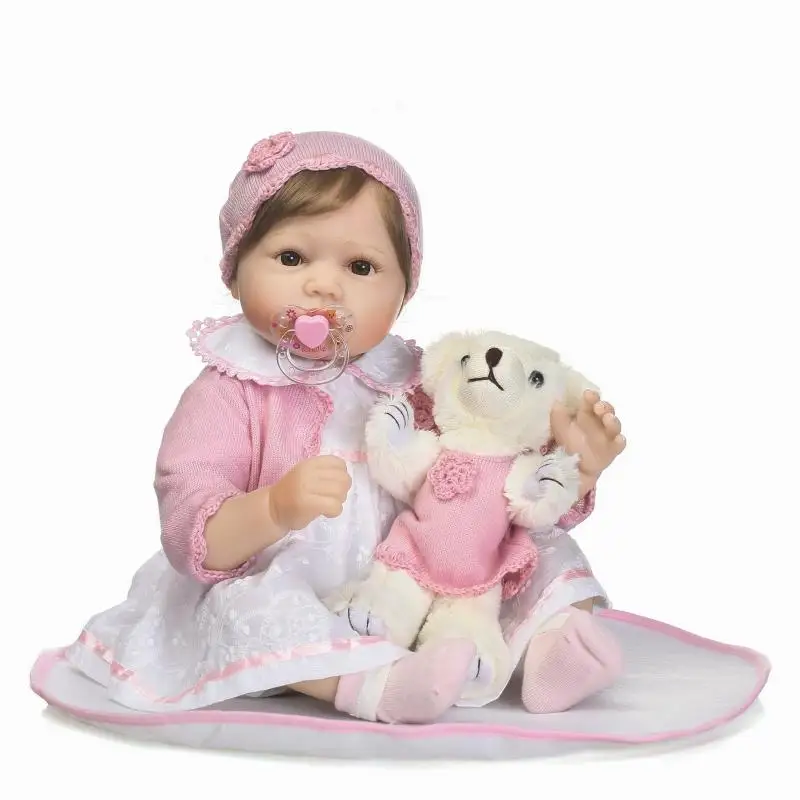 55 см bebe мягкая силиконовая кукла для новорожденных игрушки девочек реалистичные