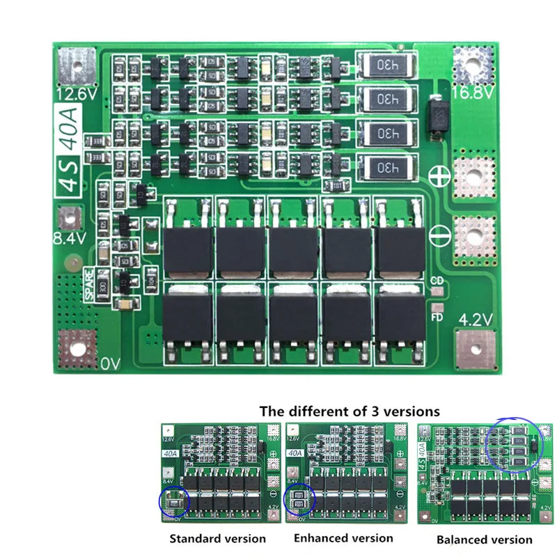 Фото 4S 40A 18650 Защитная плата зарядного устройства литий-ионной батареи PCB BMS с