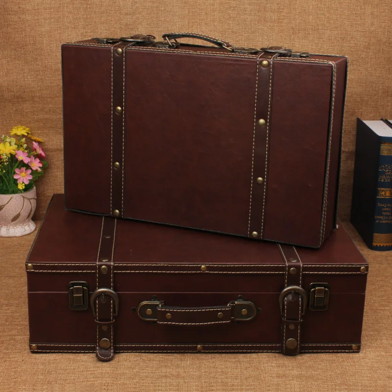 Hot vintage leather suitcase debris storage box wedding photography props store window display software installed
Hot vintage leather suitcase debris storage box wedding photography props store window display software installed