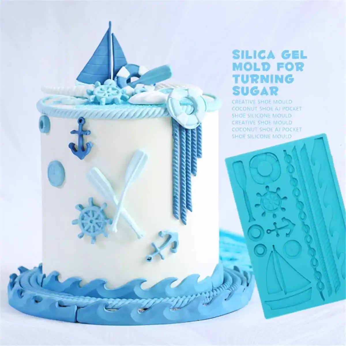 1 pc Boat ship's anchor Shape Fondant Mold Silicone Paddle Wave Cake DIY Gum Paste Cupcake Chocolate Decorating Tool | Дом и сад