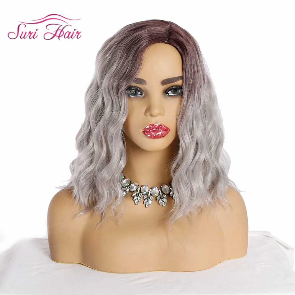Suri Hair 16 дюймов Новый синтетический волнистый парик без челки короткий для белых