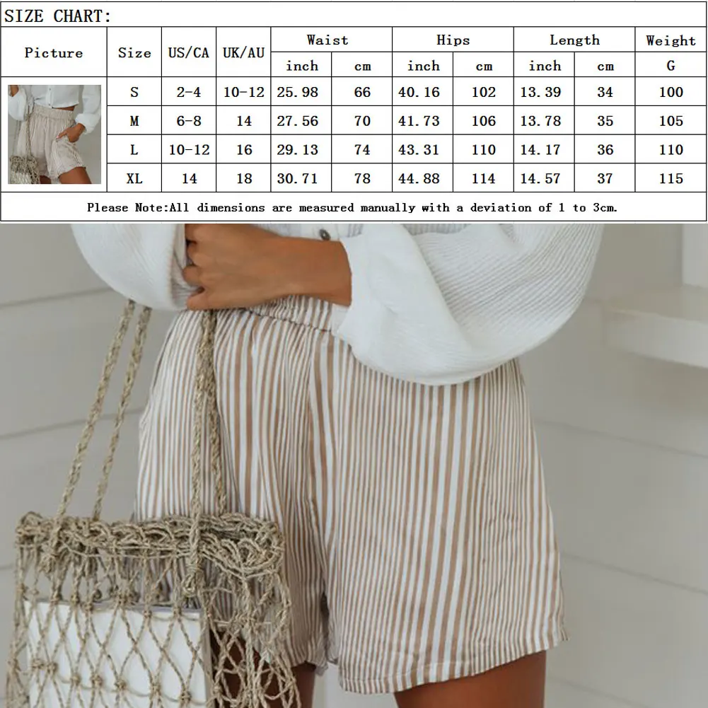 Fashion Shorts Women Striped Casual High Waist Shorts Ladies Loose Straight Elastic Stripe Summer Hot
Fashion Shorts Women Striped Casual High Waist Shorts Ladies Loose Straight Elastic Stripe Summer Hot