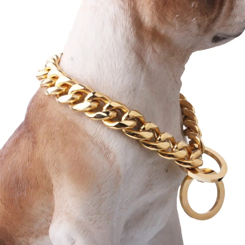 12/15/17/19MM 12-34inch Cool Gold Tone Curb Cuban Rombo Link 316L Stainless Steel Dog Chain Collar Choker Necklace Pet Gift Hot
12/15/17/19MM 12-34inch Cool Gold Tone Curb Cuban Rombo Link 316L Stainless Steel Dog Chain Collar Choker Necklace Pet Gift Hot