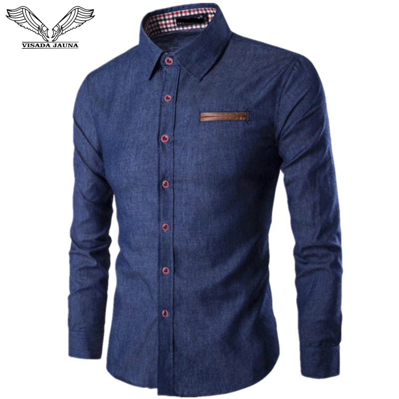 VISADA JAUNA Men's Shirt 2017 Europe Size New Fashion Casual Long Sleeve Slim Square Collar Leather Pocket Solid Shirts N455
VISADA JAUNA Men's Shirt 2017 Europe Size New Fashion Casual Long Sleeve Slim Square Collar Leather Pocket Solid Shirts N455