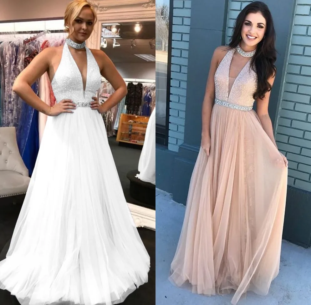 Robe de soiree сексуальное длинное платье с лямкой на шее расшитое блестками недорогое