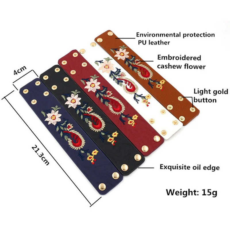 LEADERBEADS High Quality PU Leather Embroidered Cashew Flower Bracelet for Women's Daily Wear Costume Jewelry
LEADERBEADS High Quality PU Leather Embroidered Cashew Flower Bracelet for Women's Daily Wear Costume Jewelry