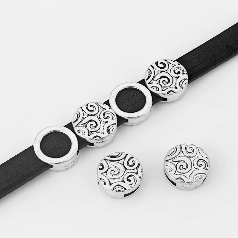 10Pcs Round Carved Swirl Spiral Pattern Slider Spacer Beads For 5mm 10mm Flat Leather Cord
10Pcs Round Carved Swirl Spiral Pattern Slider Spacer Beads For 5mm 10mm Flat Leather Cord