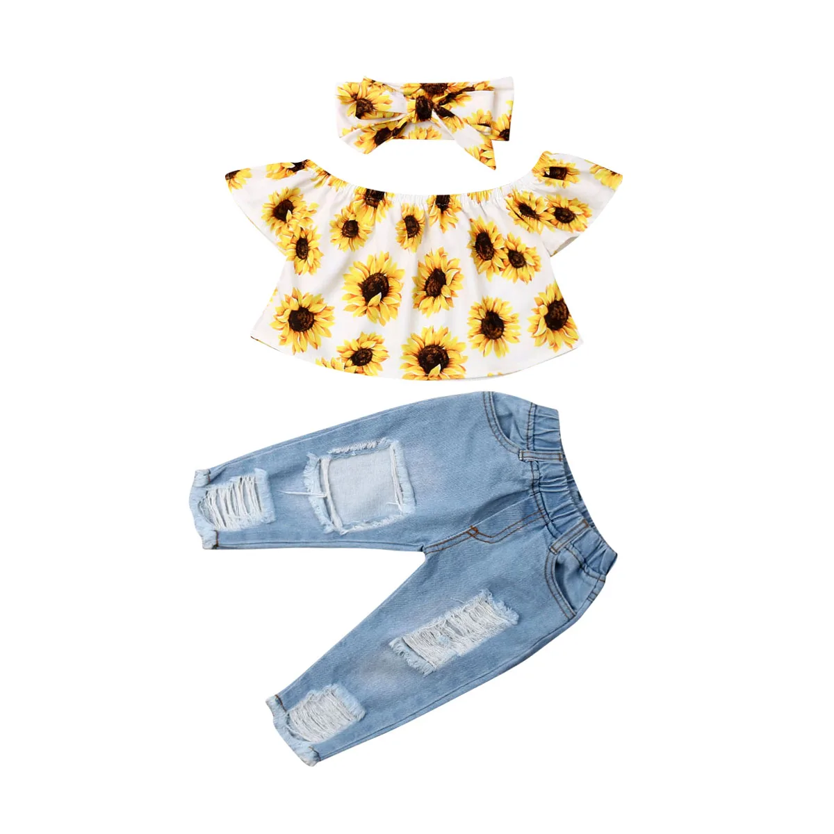 6M-4Y Flower Toddler Baby Girls Clothes Set Sunflower Vest Ruffles T shirts Denim Pants Summer Baby Girls Costumes
6M-4Y Flower Toddler Baby Girls Clothes Set Sunflower Vest Ruffles T shirts Denim Pants Summer Baby Girls Costumes