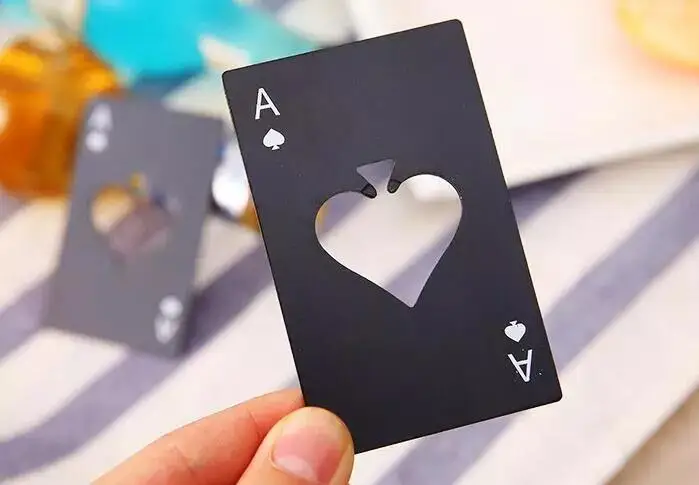 100pcs Black Beer Bottle Opener Poker Playing Card Ace of Spades Bar Tool Soda Cap Opener Gift Kitchen Gadgets Tools
100pcs Black Beer Bottle Opener Poker Playing Card Ace of Spades Bar Tool Soda Cap Opener Gift Kitchen Gadgets Tools