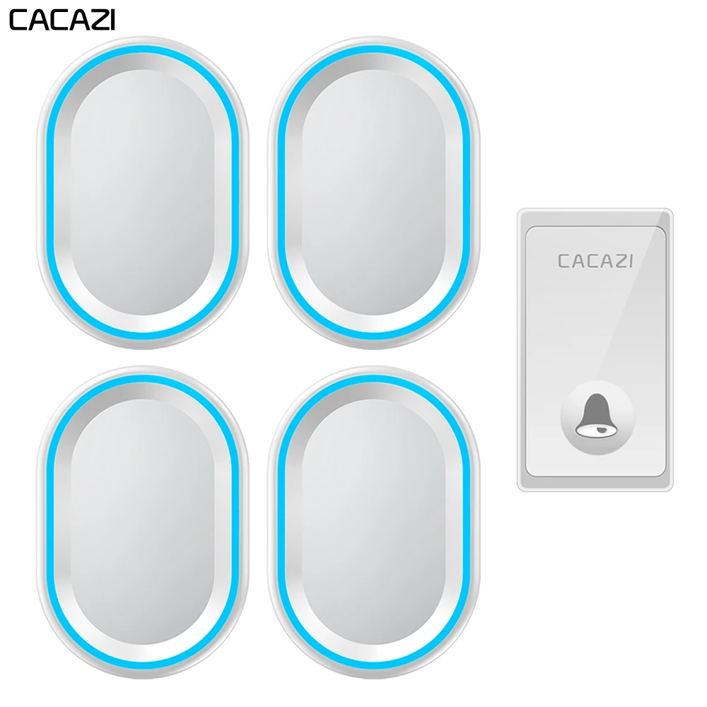 CACAZI Self-powered Wireless Doorbell Waterproof No Battery Required 1 Button 4 Receivers US EU UK Plug Home Call bell 58 Chimes
CACAZI Self-powered Wireless Doorbell Waterproof No Battery Required 1 Button 4 Receivers US EU UK Plug Home Call bell 58 Chimes