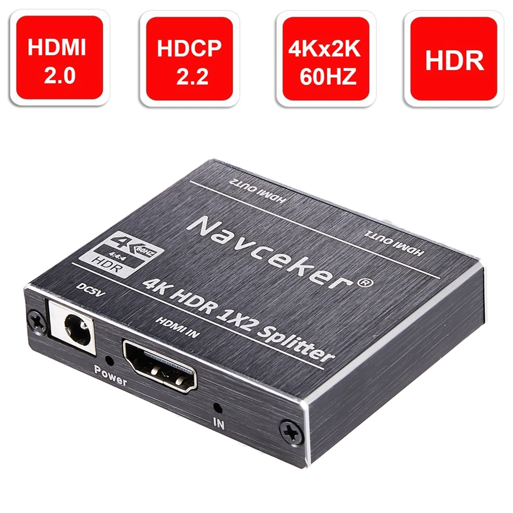 Navceker HDR 4K HDMI 2.0 Splitter 1x2 Support HDCP 2.2 3D HDMI Splitter 2.0 4K 1 Input 2 Output Switch Box For Blu-ray DVD HDTV
Navceker HDR 4K HDMI 2.0 Splitter 1x2 Support HDCP 2.2 3D HDMI Splitter 2.0 4K 1 Input 2 Output Switch Box For Blu-ray DVD HDTV
