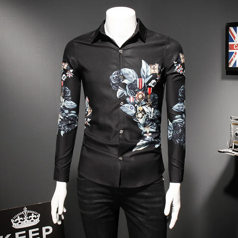 Flower badge exquisite pattern 3d printing fashion long-sleeved shirt Spring 2019 New high-quality cotton luxury shirt men M-5XL
Flower badge exquisite pattern 3d printing fashion long-sleeved shirt Spring 2019 New high-quality cotton luxury shirt men M-5XL