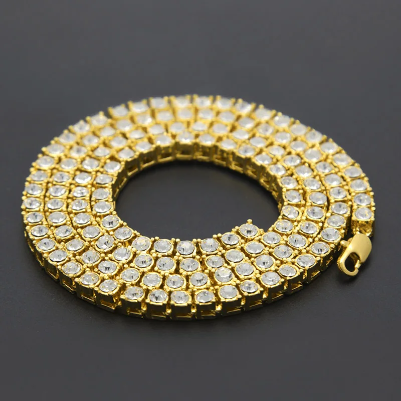 Hip Hop Iced Out Chains Men's 1 Row Bling Bling Rhinestone Tennis Necklaces For Male Luxury Brand Gold color Rapper Jewelry
Hip Hop Iced Out Chains Men's 1 Row Bling Bling Rhinestone Tennis Necklaces For Male Luxury Brand Gold color Rapper Jewelry