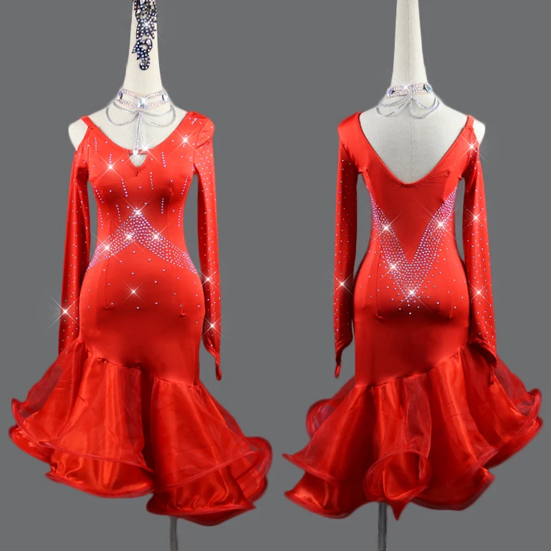 Red Latin Dance Dress Women Adult Three Steps Dress Cha Cha/Rumba Professional Stage Ladies Latin Competition Dresses VD402
Red Latin Dance Dress Women Adult Three Steps Dress Cha Cha/Rumba Professional Stage Ladies Latin Competition Dresses VD402