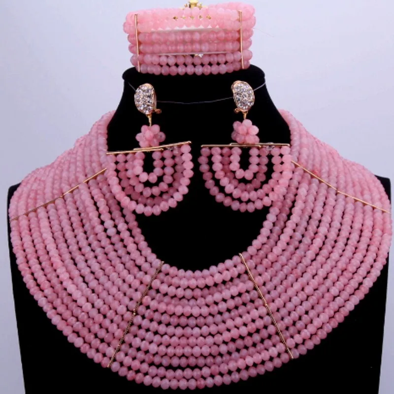 Jewelry Sets For Women Peach Necklace Set Vintage 12 Layers African Nigerian Beads 2018 Fashion | Украшения и аксессуары