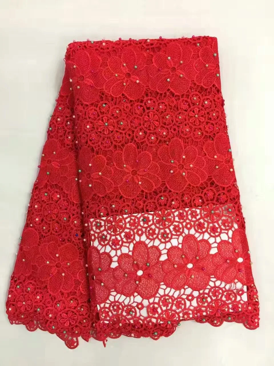 Beads African polyester nigerian guipure cord lace,high quality water soluble lace Fabric for Wedding dresses 5y/lot CWZ52001
Beads African polyester nigerian guipure cord lace,high quality water soluble lace Fabric for Wedding dresses 5y/lot CWZ52001