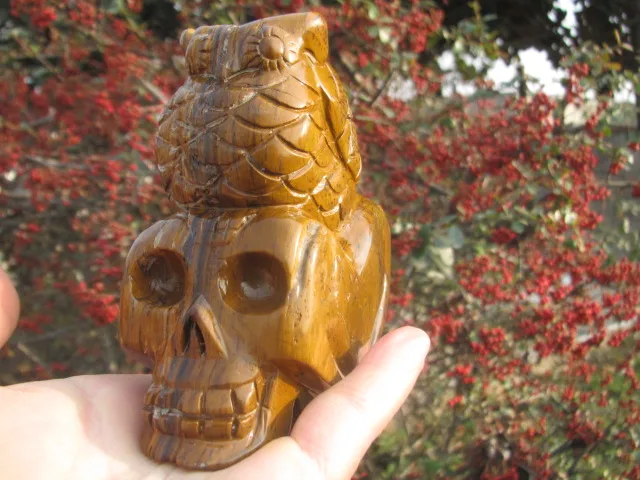 Natural beautiful tiger eye stone carving of the healing of the crystal skull 
Natural beautiful tiger eye stone carving of the healing of the crystal skull