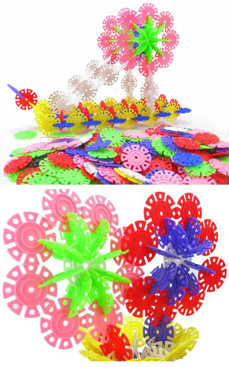 

600PCS/LOT.Plastic snowflake jigsaw puzzle,Early educational toys,Creative developing,Construction puzzle,Mixed color 3cm