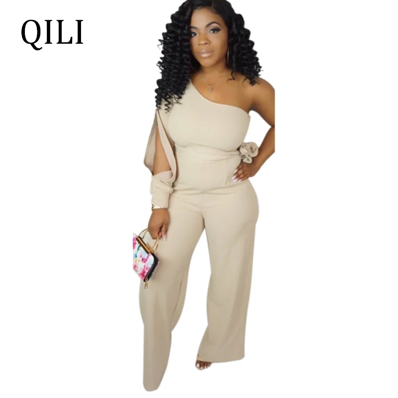 QILI One Shoulder Jumpsuits Women Romper Split Long Sleeve With Belted Boot Cut Pants Jumpsuits Casual Overassl
QILI One Shoulder Jumpsuits Women Romper Split Long Sleeve With Belted Boot Cut Pants Jumpsuits Casual Overassl