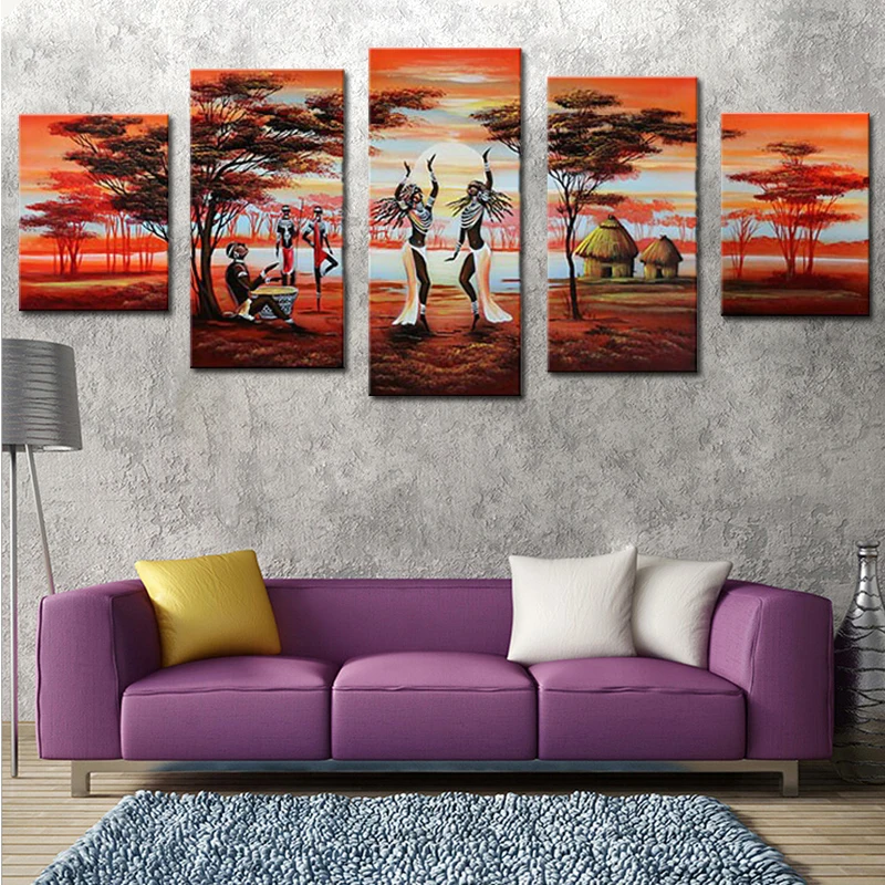 5 Panel Group Oil Paintings African Dancing Hand Painted Landscape Canvas Painting Unframed Painting Calligraphy Decor Picture
5 Panel Group Oil Paintings African Dancing Hand Painted Landscape Canvas Painting Unframed Painting Calligraphy Decor Picture