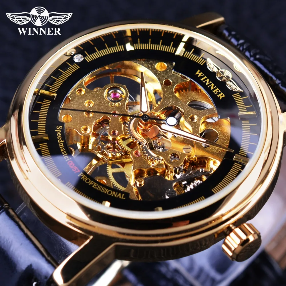 Winner 2017 Professional Series Transparent Golden Case Diamond Display Gear Skeleton Mens Top Brand Luxury Mechanical Watches
Winner 2017 Professional Series Transparent Golden Case Diamond Display Gear Skeleton Mens Top Brand Luxury Mechanical Watches
