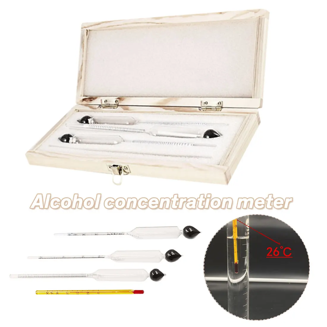 3pcs/Set Alcoholmeter Alcohol Meter Wine Concentration Instrument Hydrometer Tester Detector | Инструменты