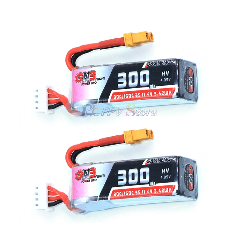 Gaoneng GNB 300mah 11.4V 80C/160C HV LipoBattery With XT30 Plug For BETAFPV Beta75X 3S Beta65X 2S Whoop Drones
Gaoneng GNB 300mah 11.4V 80C/160C HV LipoBattery With XT30 Plug For BETAFPV Beta75X 3S Beta65X 2S Whoop Drones