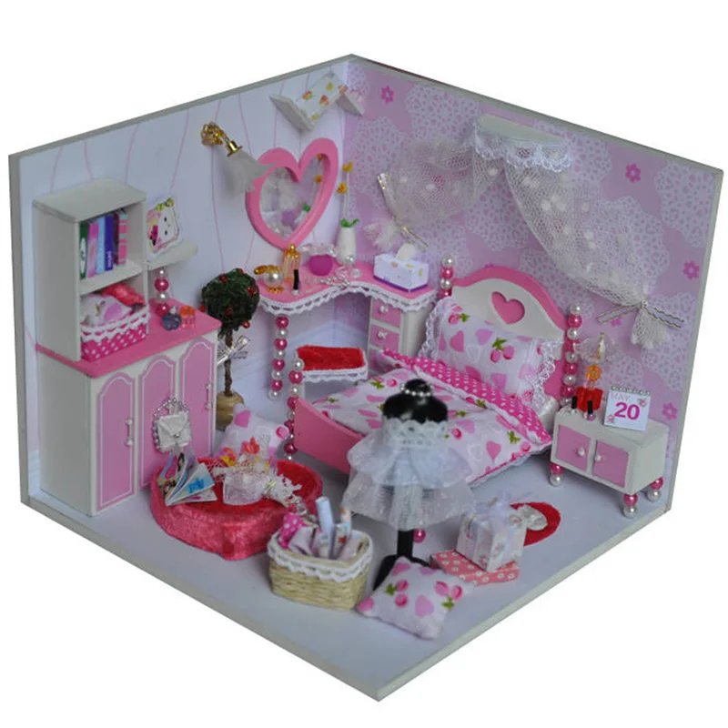 Girls Kids DIY Doll House Assemble Houses Miniature Dollhouse Furniture Set Kit Toys for Children Christmas Gift | Игрушки и хобби
