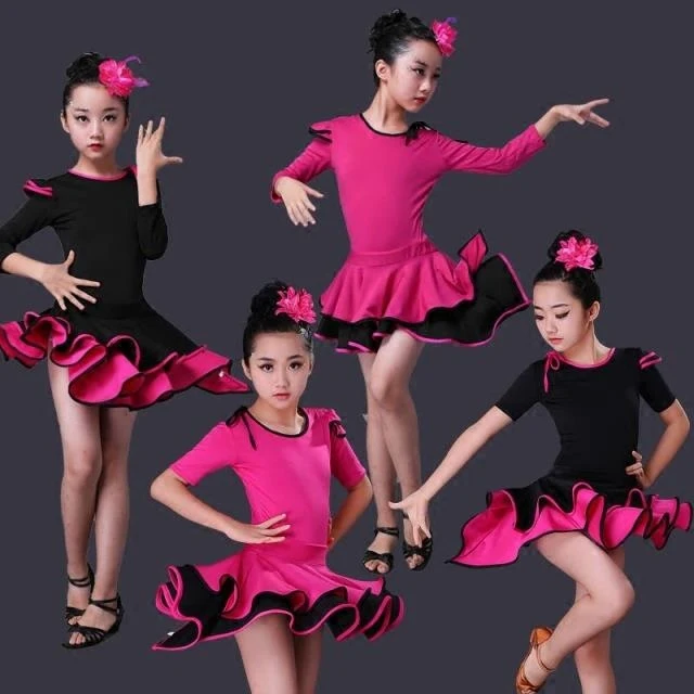 New children's Latin dance skirt girls practice clothes performance test clothing | Тематическая одежда и униформа