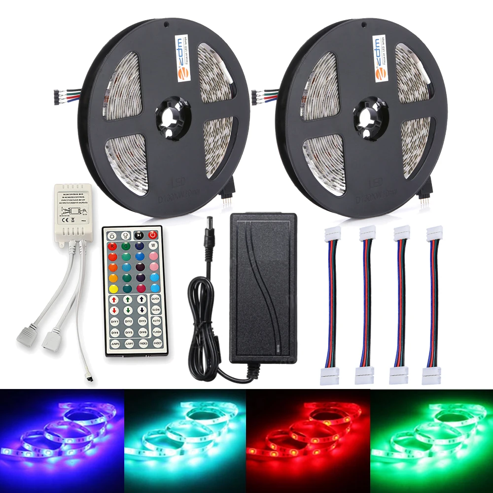 150X5050 RGB Светодиодные ленты Light 2 шт. 44Key ИК пульт 12 В 6A Питание с 4 подключения