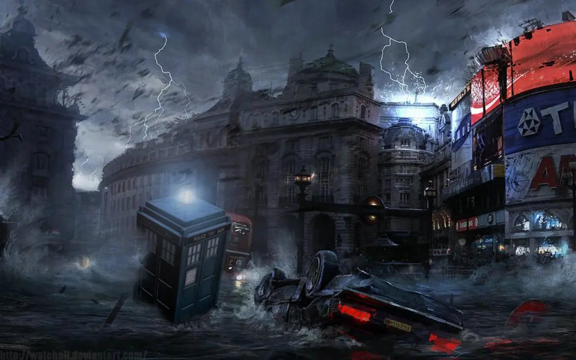 Doctor Who Police Box car flood in city backgrounds High quality Computer print party backdrop
Doctor Who Police Box car flood in city backgrounds High quality Computer print party backdrop