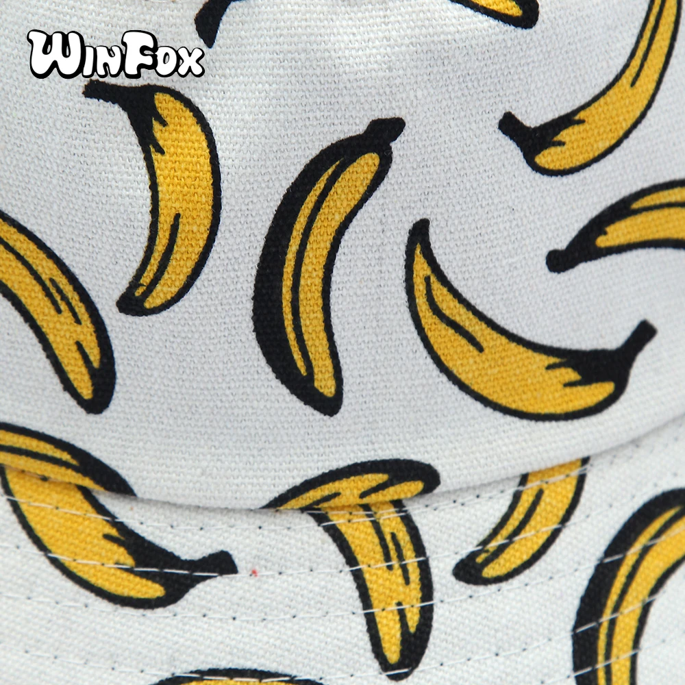 Winfox New Women Reversible White Banana Printed Fisherman Bucket Hats For Ladies Girls
Winfox New Women Reversible White Banana Printed Fisherman Bucket Hats For Ladies Girls