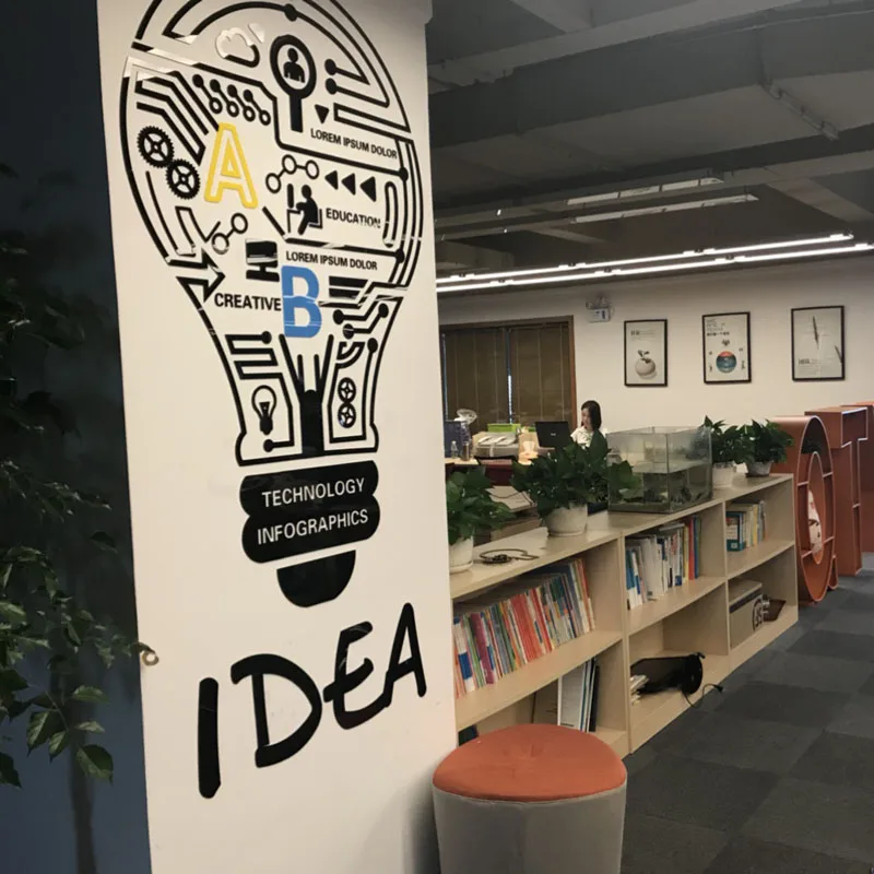 Idea Light Bulb Design Acrylic Stickers Customized DIY Wall Sticker Study Room Book Store Office Decorations | Дом и сад