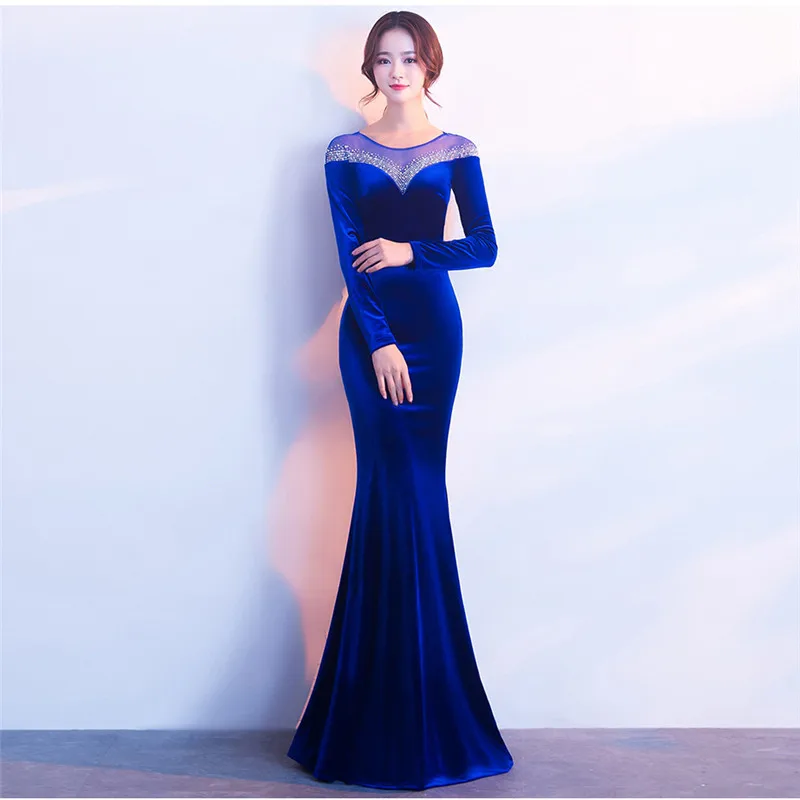 Vestido Longo размера плюс Горячая Распродажа полностью Сетчатое платье 2019 бархатные