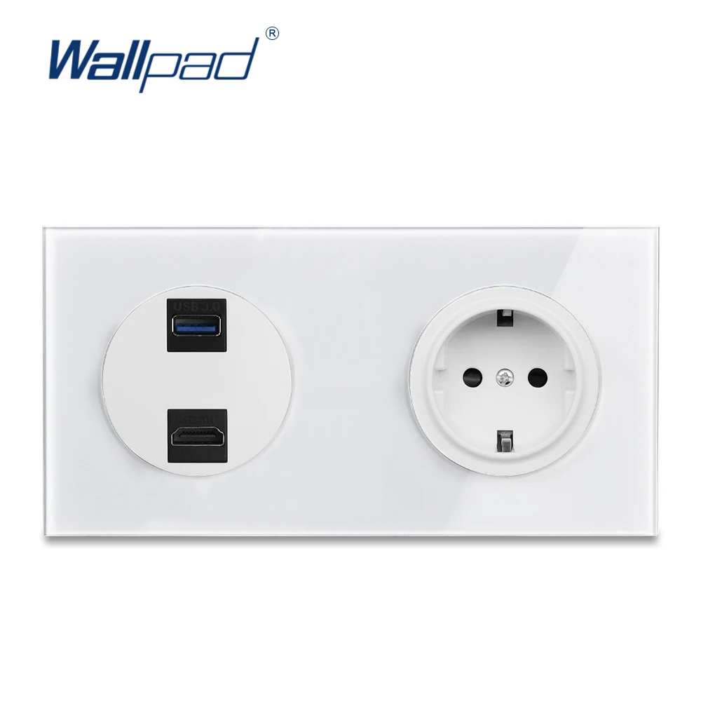 Double HDMI-Compatible Socket USB 3.0 Outlet with EU Wall Electrical Power Socket 172*86mm White Glass Panel
Double HDMI-Compatible Socket USB 3.0 Outlet with EU Wall Electrical Power Socket 172*86mm White Glass Panel
