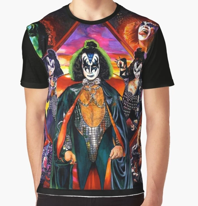 Мужская футболка с принтом коротким рукавом и круглым вырезом Gene Simmons|Мужские