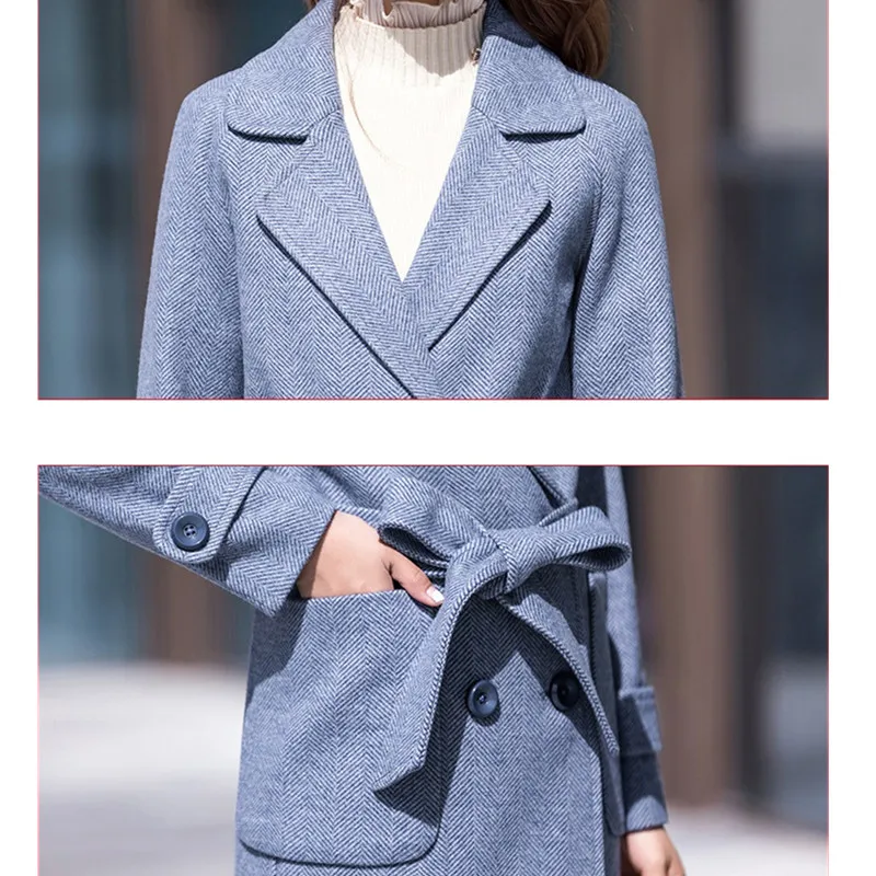 Autumn Winter Women Long Woolen Jacket Elegant Slim Belt Pocket Ladies Outerwear Plus size Double-breasted Womens Wool Coat 4XL
Autumn Winter Women Long Woolen Jacket Elegant Slim Belt Pocket Ladies Outerwear Plus size Double-breasted Womens Wool Coat 4XL