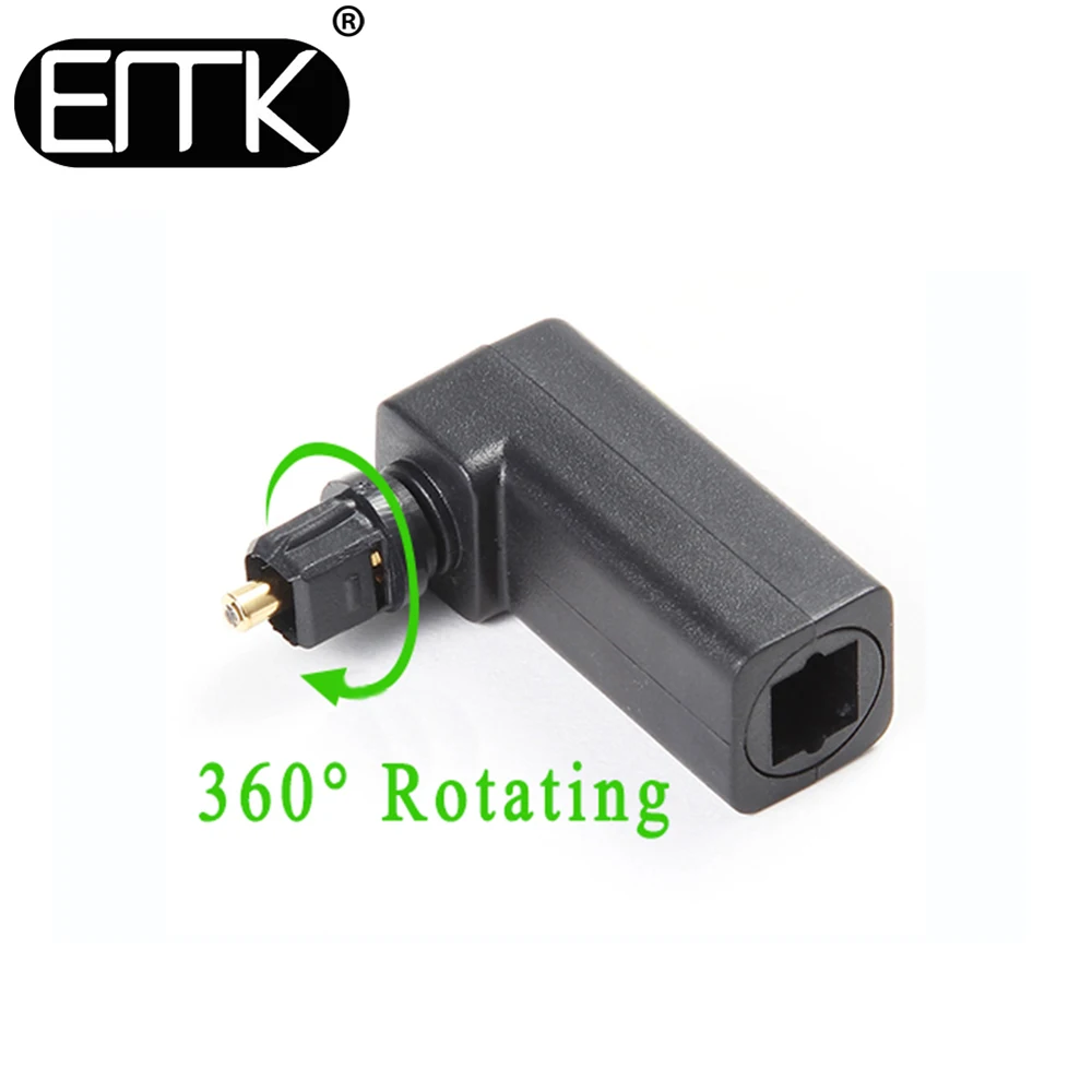 EMK Spdif Optical Connector Toslink 90 Degree Optical Audio Cable Adapter Male to Female Right Angle Stereo Audio 360 Rotates
EMK Spdif Optical Connector Toslink 90 Degree Optical Audio Cable Adapter Male to Female Right Angle Stereo Audio 360 Rotates