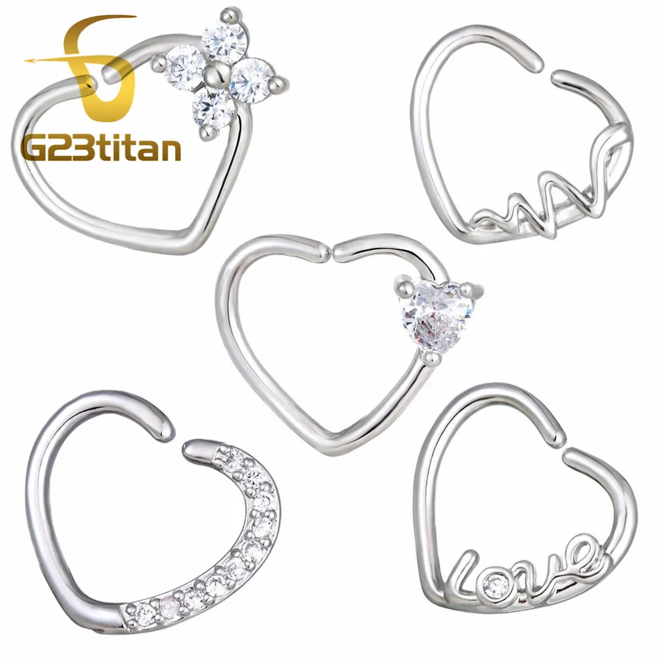 Silver Color Love Heart Style Ear Daith Piercing Rings Crystal Ear Helix Piercing Fake Septum Nose Ring Body Jewelry
Silver Color Love Heart Style Ear Daith Piercing Rings Crystal Ear Helix Piercing Fake Septum Nose Ring Body Jewelry