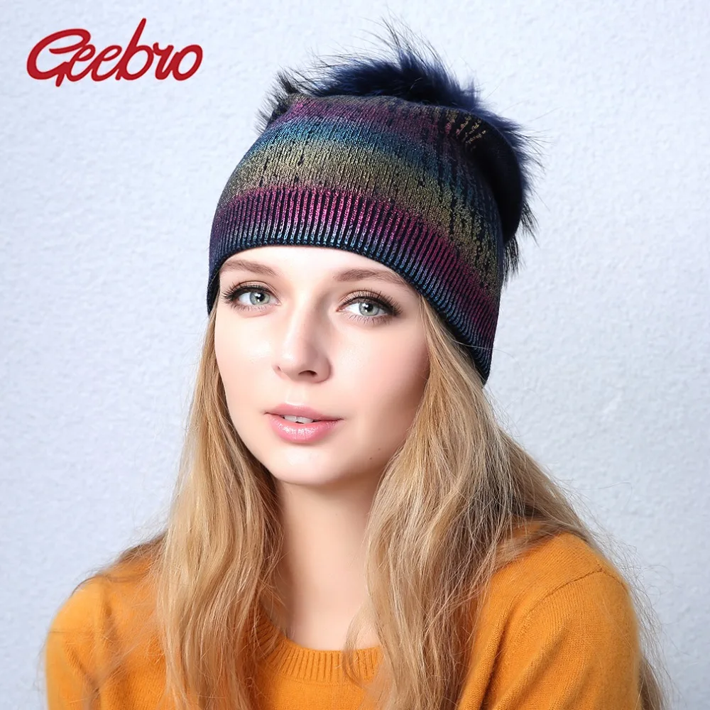 Geebro Winter Women's Metallic Color Pompom Beanies Hat Casual Warm Knitted Cashmere Slouchy Beanies with Raccoon Fur Pompon
Geebro Winter Women's Metallic Color Pompom Beanies Hat Casual Warm Knitted Cashmere Slouchy Beanies with Raccoon Fur Pompon