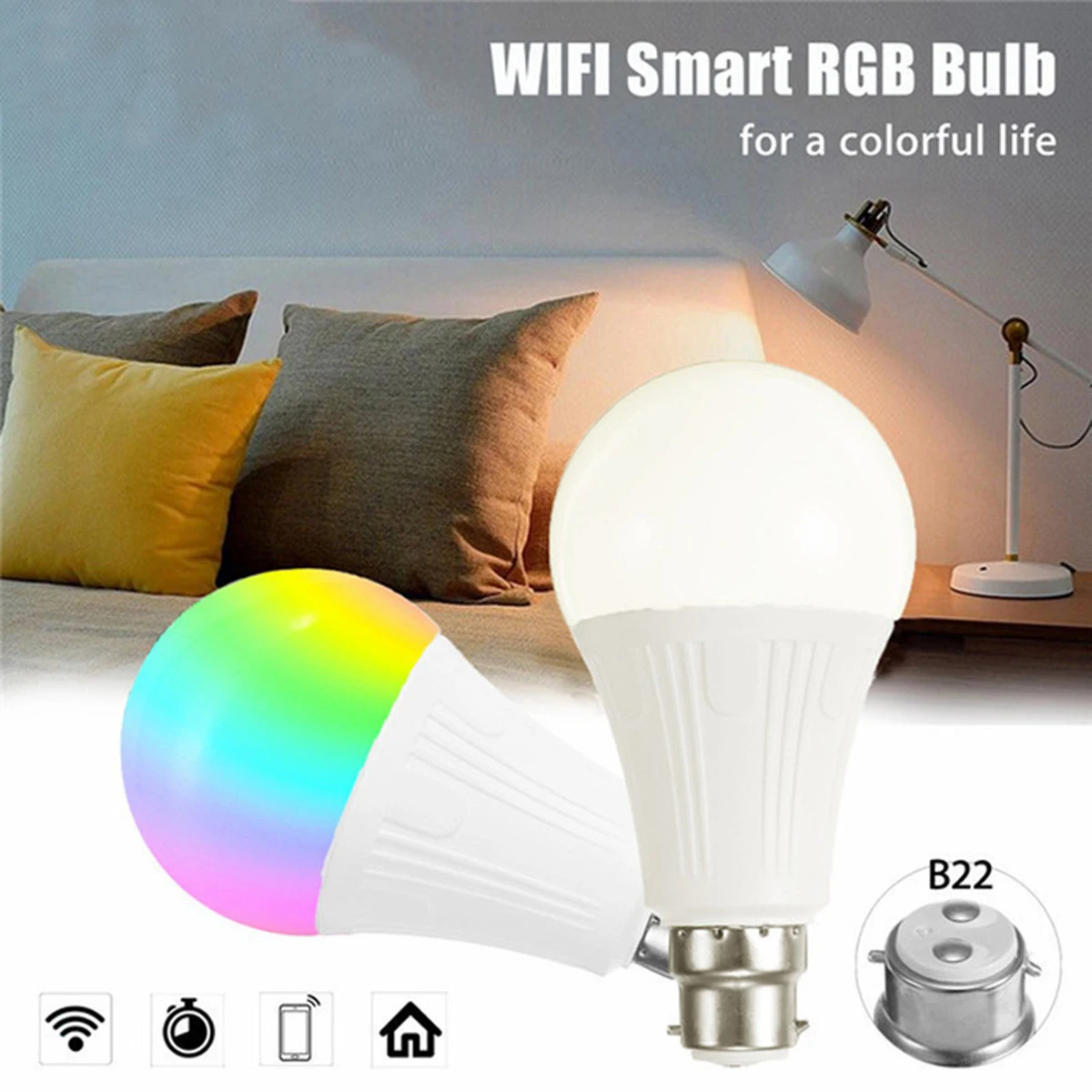 B22 умная лампа RGB LED WiFi приложение дистанционное управление лампочка для Alexa Голосовое управление AC 85-265V Wi-Fi 2,4 Ghz
B22 умная лампа RGB LED WiFi приложение дистанционное управление лампочка для Alexa Голосовое управление AC 85-265V Wi-Fi 2,4 Ghz